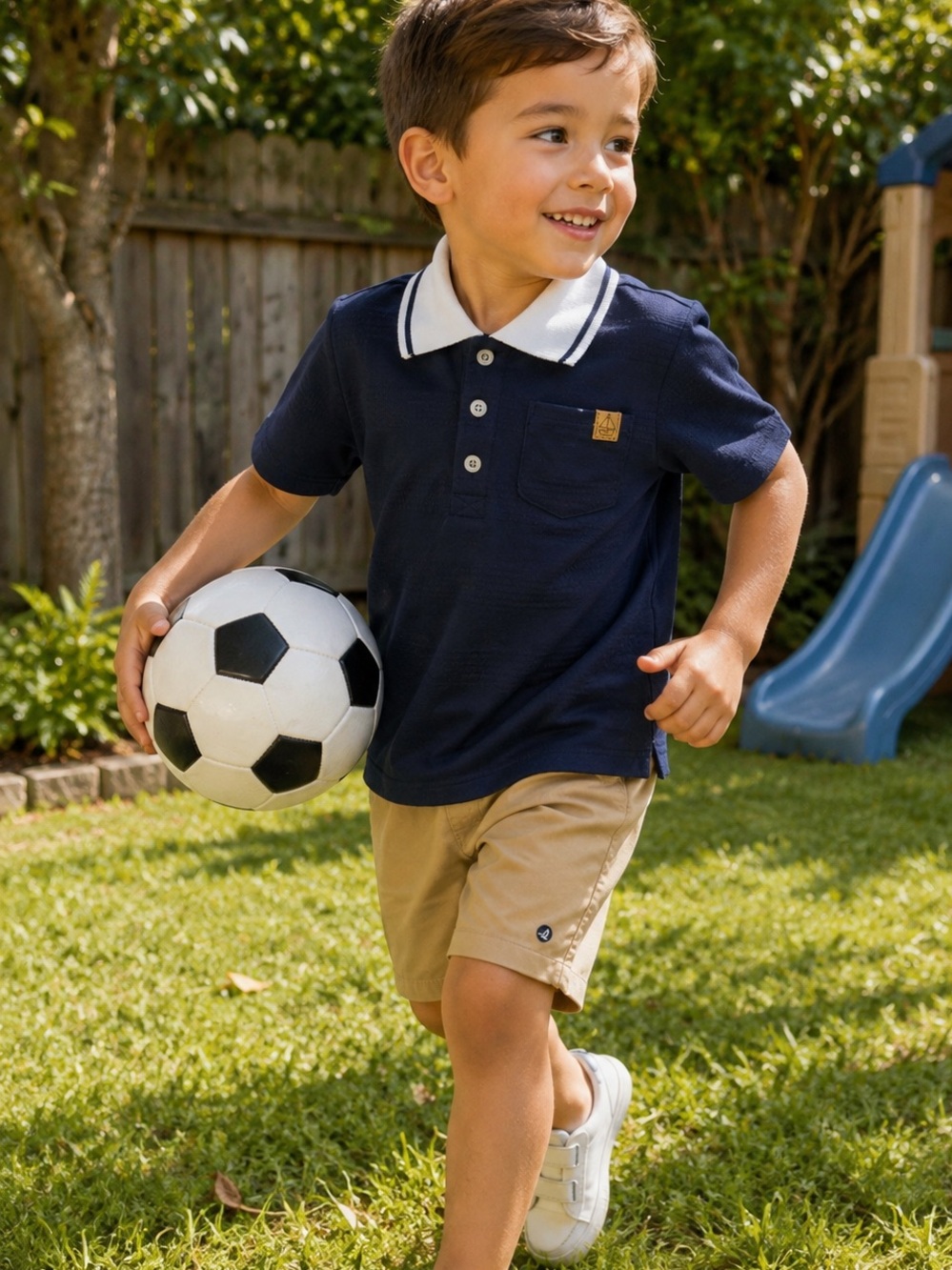 Sperry Boys 4T 2 Piece Navy Polo Khaki Shorts Outfit Set NWT